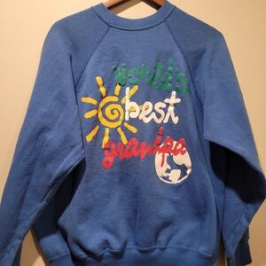 Vintage Tultex Blue "World's Best Grandpa" Crewneck Sweatshirt